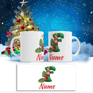 Cana De Craciun - Litere cu gnomi F (nume personalizat) - Img 2