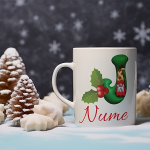 Cana De Craciun - Litere cu gnomi J (nume personalizat)