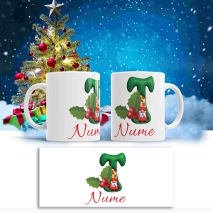 Cana De Craciun - Litere cu gnomi T (nume personalizat) - Img 2