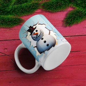 Cana De Craciun - Snowman and Blue Background - Img 3