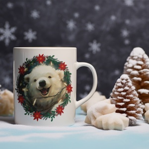 Cana De Craciun - Urs polar cu beculete (mesaj personalizat) - Img 2