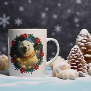 Cana De Craciun - Urs polar cu fular (mesaj personalizat)