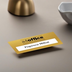 Ecuson personalizat gravat insertie de nume 9x5cm, auriu - Img 3