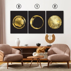 Set 3 Tablouri Golden circular symbols - Img 3