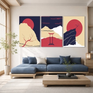 Set 3 Tablouri Japanese abstract landscapes
