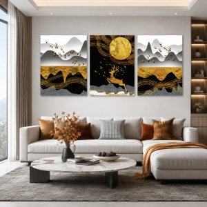 Set Tablouri Canvas - Golden Abstract Autumn