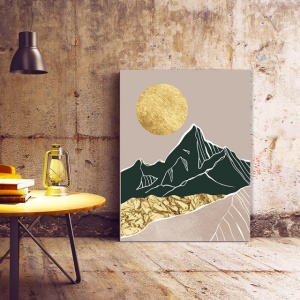 Set Tablouri Canvas - Golden Foil Abstract Mountains - Img 5