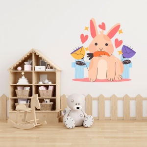 Sticker Copii - Cute bunny with carrots