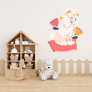 Sticker Copii - Cute poodle with flowers