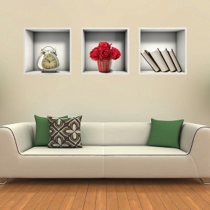 Sticker De Perete Raft Cu Carti Si Flori 3d - Img 2