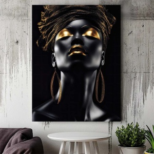 Tablou Canvas - Beautiful tribal woman with gold - Img 3