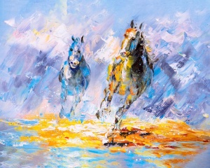 Tablou Canvas Efect Pictura - Cai Galopand - Img 3