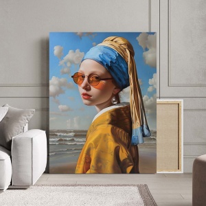 Tablou Canvas - Fata cu cercel de perla (urban art)