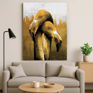 Tablou Canvas - Flamingo aurii - Img 3