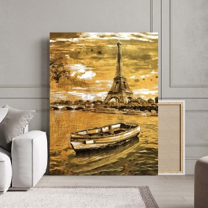 Tablou Canvas - Golden landscape with Eiffel Tower - Img 2
