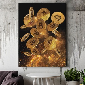 Tablou Canvas Inspirațional - Bitcoin Money Shower