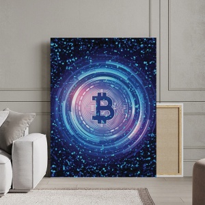 Tablou Canvas Inspirațional - Neon Light Bitcoin - Img 3