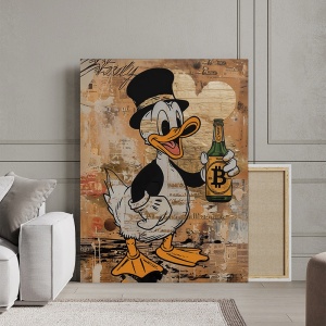 Tablou Canvas Inspirațional - Scrooge and Bitcoin Bottle