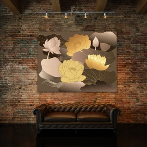 Tablou Canvas Lotusi Aurii - Img 2