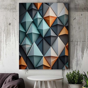 Tablou Canvas Modern Abstract - 3D Folded Diamonds - Img 3