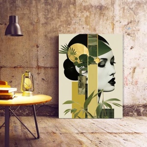 Tablou Canvas Modern Abstract - Abstract vintage portrait with gold - Img 3