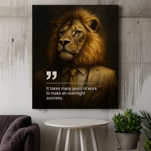 Tablou Canvas Personalizat - Business Animals - Golden Lion