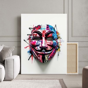 Tablou Canvas - Urban art Anonymous mask - Img 2