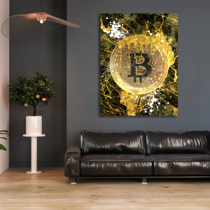 Tablou Motivational - Bitcoin (golden marble splash) - Img 4