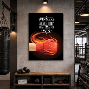 Tablou Motivational - Winners And Quitters (Fire Glove)