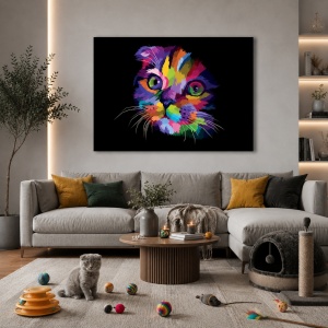Tablou Scottish fold cat (polygonal art)