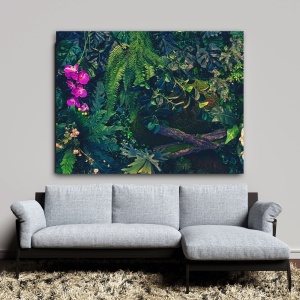 Tablou Vegetatie - Orhidee mov si alte plante tropicale (064)