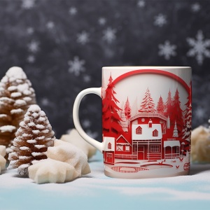 Cana De Craciun - Red and White Paper Landscape
