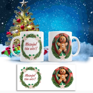 Cana De Craciun - Smiling Gingerbread Man (mesaj personalizat) - Img 3