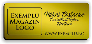 Ecuson personalizat gravat cu nume si/sau logo 7x3cm, auriu - Img 2