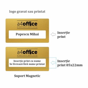 Ecuson personalizat gravat insertie de nume 9x5cm, auriu - Img 4