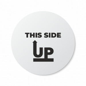 Etichete personalizate THIS SIDE UP, 100 buc, PVC, rezistente la apa