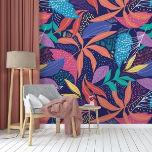 Fototapet - Hand drawn colorful abstract leaves pattern (FTD1000345) - Img 3