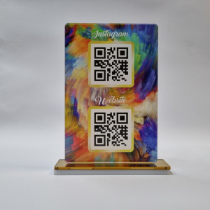 Meniu de birou din plexi cu accesorii aurii printat full color - Img 2