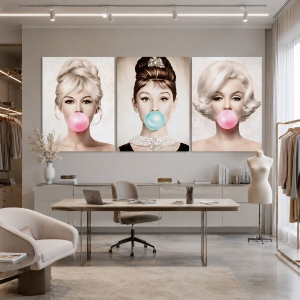 Set 3 Tablouri Canvas - Bubble gum divas