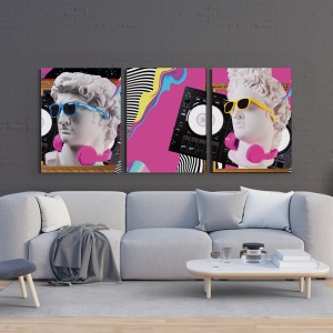 Set 3 Tablouri Canvas - Famous sculptures pop-art mix