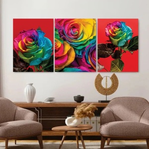 Set 3 Tablouri Canvas - Rainbow roses - Img 3