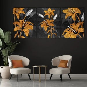 Set 3 Tablouri Canvas - Royal golden lillies - Img 2