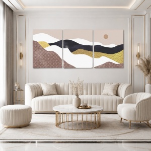 Set Tablouri Canvas - Moon Above The Abstract Desert