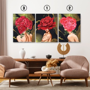 Set Tablouri Canvas - Rose Lady Gold Background - Img 3
