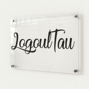 Sigla pe suport din plexiglass decupata pe contur cu autocolant 50x30cm - Img 2