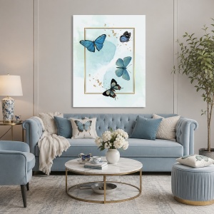 Tablou Butterflies and golden frame