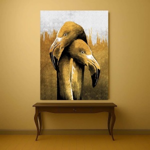 Tablou Canvas - Flamingo aurii - Img 4