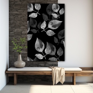 Tablou canvas - Frunze pictate pe fundal negru (Floral 055) - Img 4