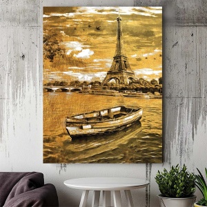 Tablou Canvas - Golden landscape with Eiffel Tower - Img 3