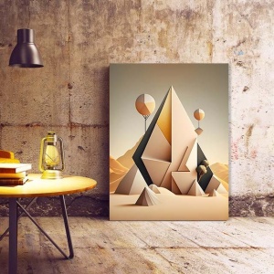 Tablou Canvas Modern Abstract - 3D Shapes in the desert - Img 2